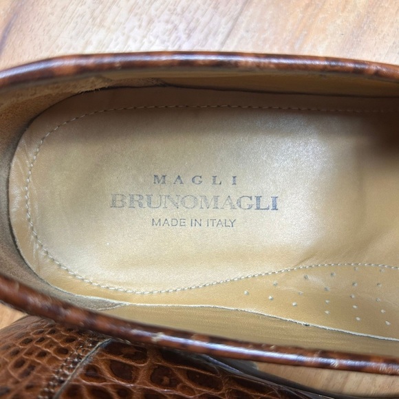 Bruno Magli Pilota Men’s Brown Croc Embossed Leather Loafers Italy SZ 11.5M - Picture 3 of 8